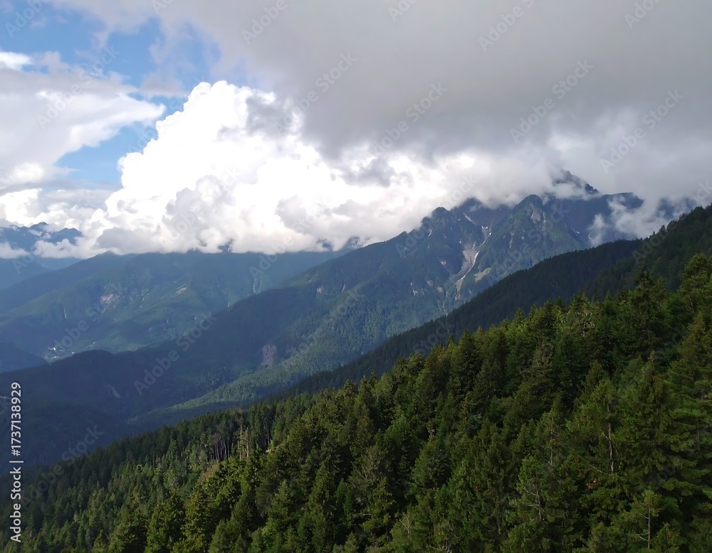 Fototapeta premium Mountain range with clouds