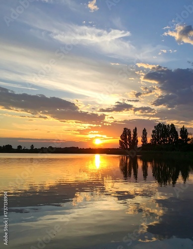 Sunset over a calm lake (2)