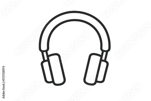 Single line icon of headphones with high-quality editable stroke, isolated on white background for mobile apps, web design, websites, online shops, vector cartoon audio accessory symbol