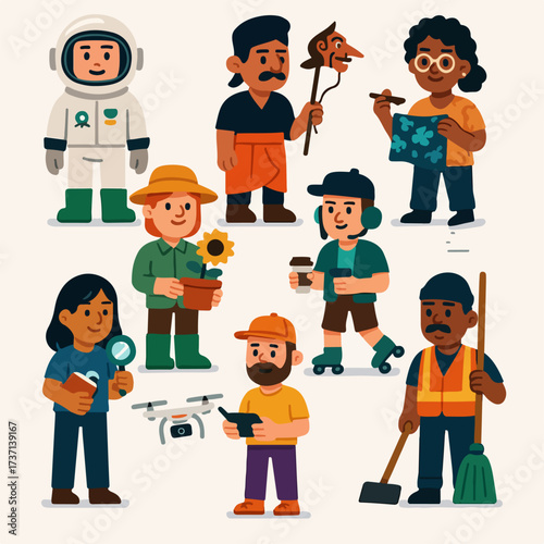 Diverse Occupations People Pack Modern Flat Characters Collection