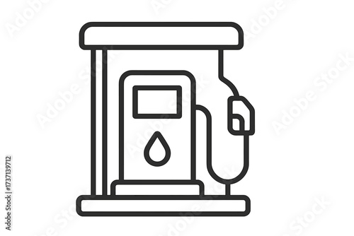 Minimalistic Linear Gas Station Icon with Editable Stroke, Simple Vector Cartoon Illustration for App, Card, Banner, and Post Design, Fuel Pump Sign