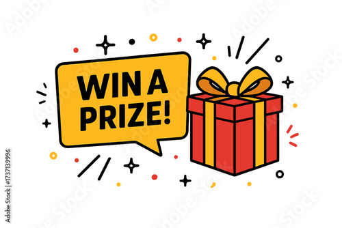 Giveaway banner for social media post template. Win a prize contest announcement with gift box. Vector illustration for promotion, lottery, and special offer. Winner reward.