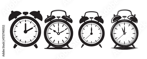 Retro Wake Up Time Alarm Clock Vector Icons