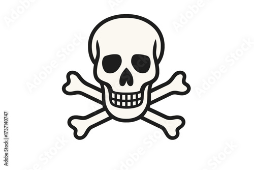 Vector Skull and Crossbones Icon, Pirate Symbol with Transparent Background, Classic Danger and Warning Illustration, Crossed Bones, Skull Emblem, Toxic Sign, Pirate Flag Graphic