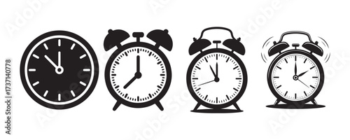 Retro Wake Up Time Alarm Clock Vector Icons