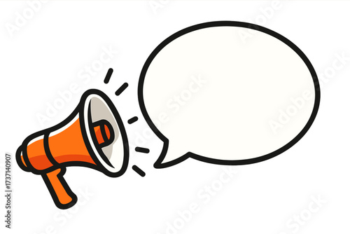 Megaphone with speech bubble. Loudspeaker for business, marketing, advertising. Did you know concept. Banner for announcement, attention, alert. Communication vector illustration.