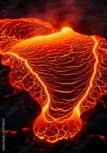 Viscous molten rock flow, a powerful demonstration of Earth's geothermal activity