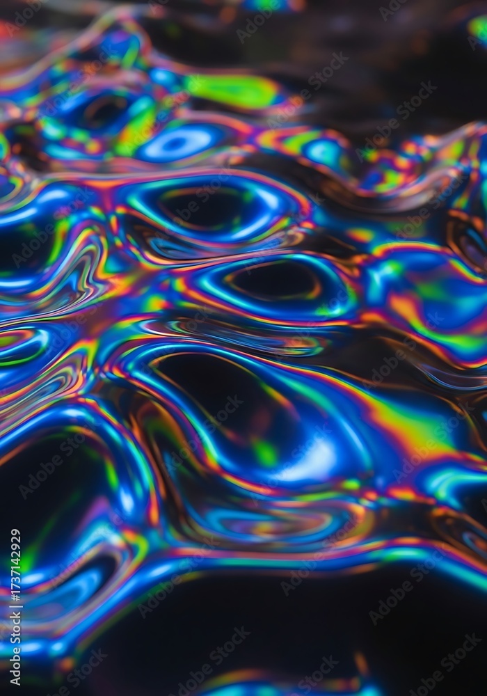 Obraz premium Iridescent liquid surface with captivating reflections creating a mesmerizing spectacle