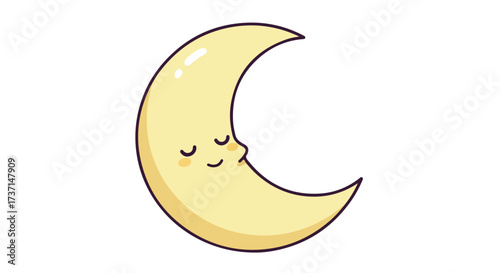 Cute Crescent Moon Character Sleeping Peacefully Adorable Night Sky Element for Children s Stories and Sleep Aids