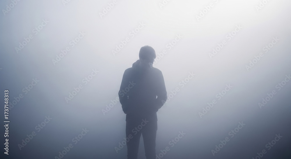 Obraz premium Mysterious Silhouette of a Person in Fog