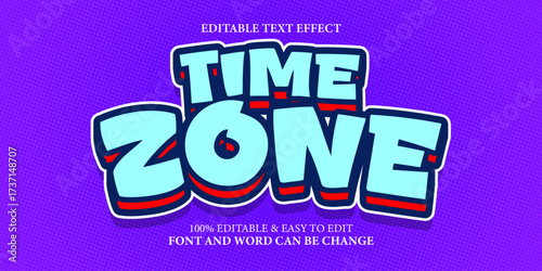 Time zone text effect retro kids style
