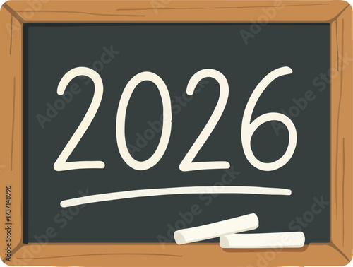 2026 Slate Chalked New Year Symbol Vector Icon Isolated on White