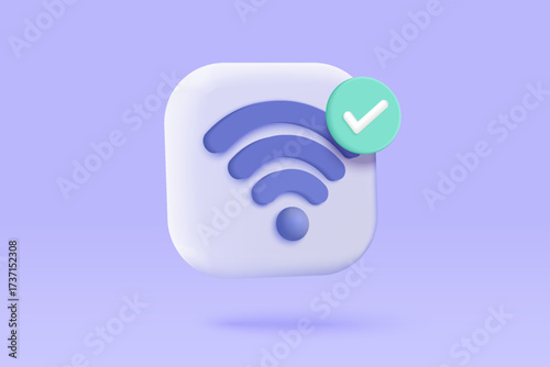 3d wireless connection and sharing network on internet. Hotspot access point for digital and online coverage. Broadcasting area with WiFi. 3d wireless signal icon rendering vector illustration