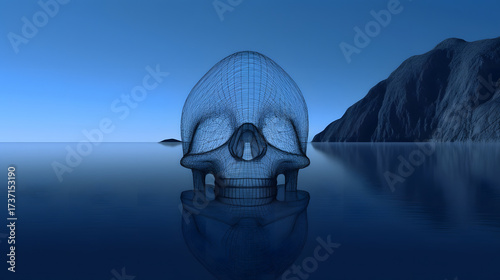 Wireframe Skull Island Wallpaper