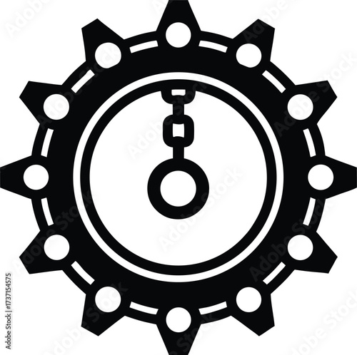 3d metallic machine chain link icon with industrial design