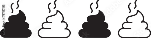 Funny Poop Emoji Icon Set  Cartoon Excrement and Waste Vector Symbols 