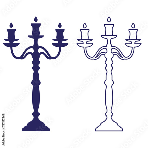 Elegant three candle candelabra silhouette designs for decorative purposes and creative applications
