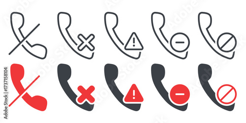 Blocked call icon, Reject phone calls. Illustration vector