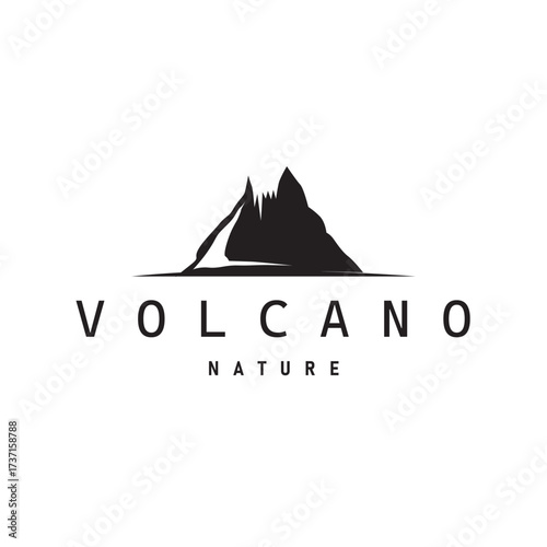 volcano logo black silhouette simple mountains nature illustration template symbol