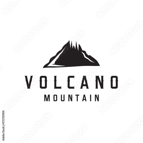volcano logo black silhouette simple mountains nature illustration template symbol