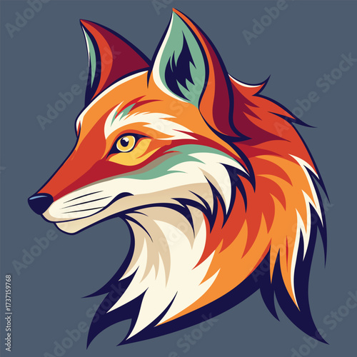 Stylized fox head with bold color blocks animal profile