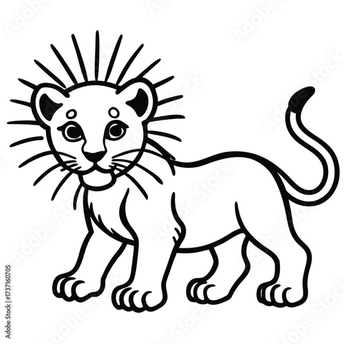 vector illustration of cartoon lion