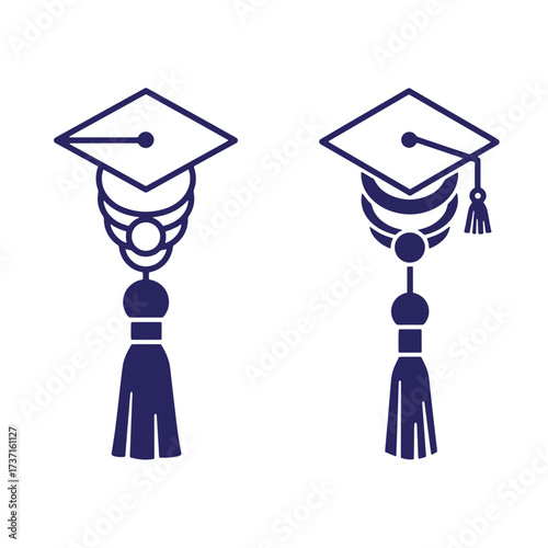 Simple illustration of graduation caps or mortarboards for education and achievement concepts