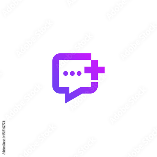 Chat Message with Plus Sign Logo