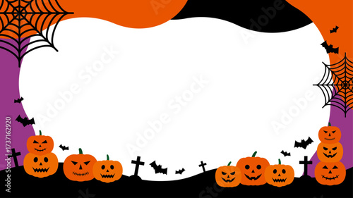 ハロウィン　フレーム　南瓜　十字架　蜘蛛の巣　蝙蝠