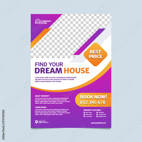 A poster for your dream house with a purple 