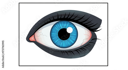 Vibrant blue eye with detailed iris and prominent lashes, conveying intense focus and vision, perfect for medical or tech concepts