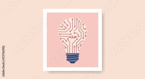 Illuminating idea lightbulb with intricate circuit board pathways symbolizing innovation and technological breakthroughs for modern concepts