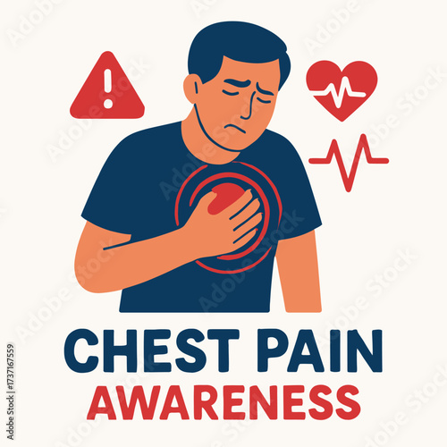 man Experiencing Chest Pain Illustration