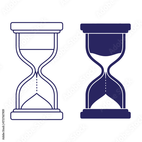 Two hourglass illustrations showing time passing concepts symbolizing deadlines and urgency