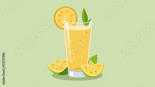 Fresh orange citrus fruit juice drink in a cold glass with ice and a straw, a healthy summer refreshment