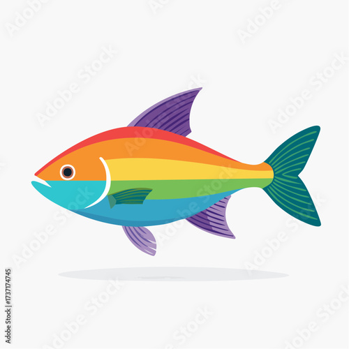 Rainbow Fish Illustration with Pride Flag Colors