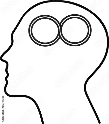 Illustration of the Obsession icon symbol. Mental Health.