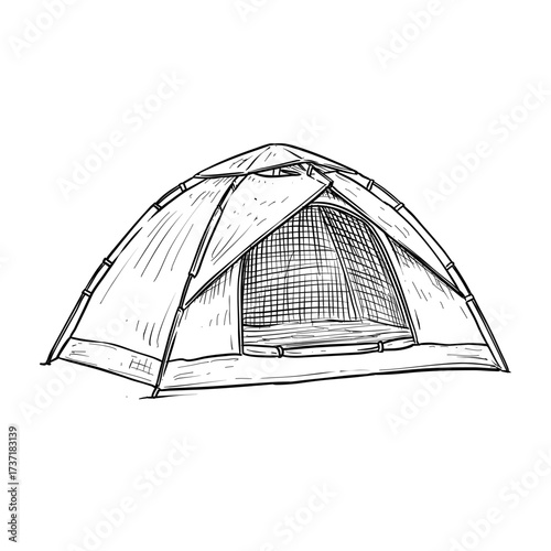 camping tent vector hand drawn illustration