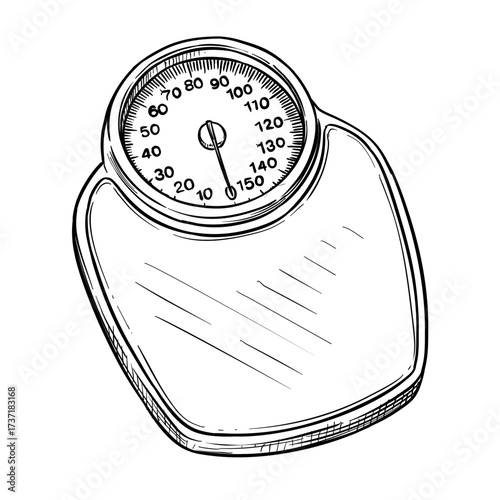 body weight scale vector hand drawn illustration