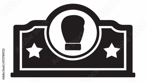 Dynamic boxing club emblem with bold glove and star accents, perfect for sports brands and fitness promotions, originally a scalable vector element