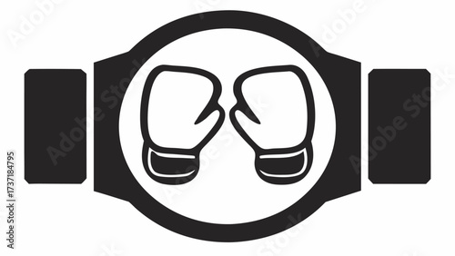 Bold boxing gloves emblem for fighting spirit, perfect for sports brands, apparel designs, or gym advertising, conveys strength, determination, and victory