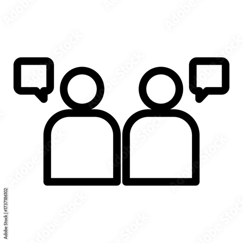 Group with Speech Bubbles Line Icon of Interviews (Design) Icon Set