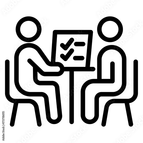 Two People with Presentation Board Line Icon of Interviews (Design) Icon Set