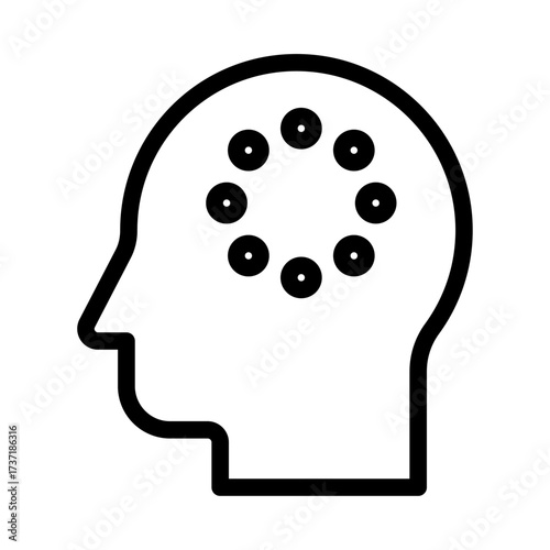 Dots in Head Line Icon of Cognitive Psychology (Design) Icon Set