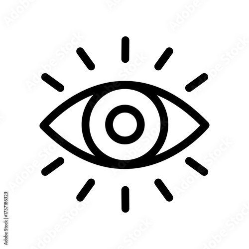 Eye with Rays Line Icon of Cognitive Psychology (Design) Icon Set
