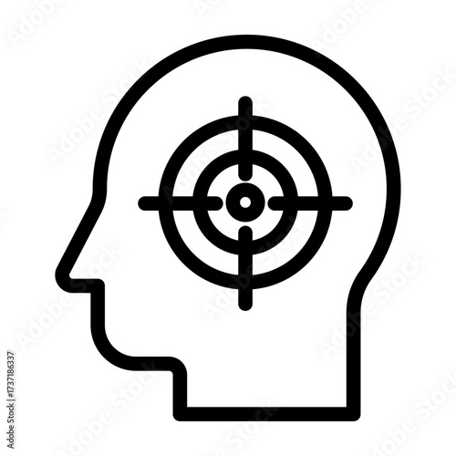 Target Scope in Head Line Icon of Cognitive Psychology (Design) Icon Set