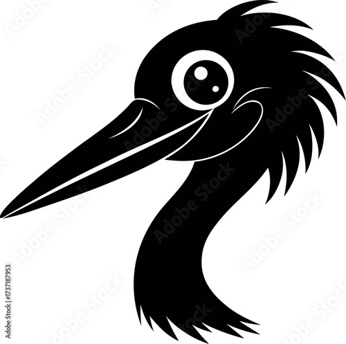Stork Bird Face Smiling Silhouette Illustration