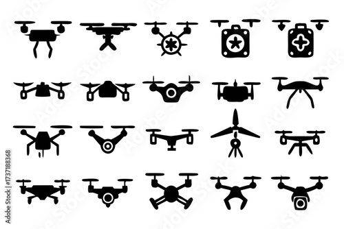 Collection of drone icons for design and decoration