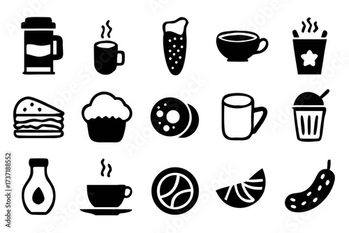 Collection of various food and drink icons