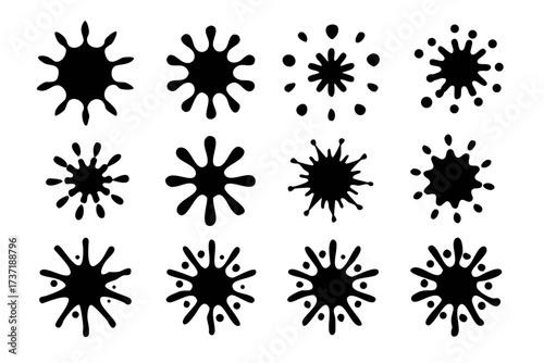 Set of vector ink blots for design elements